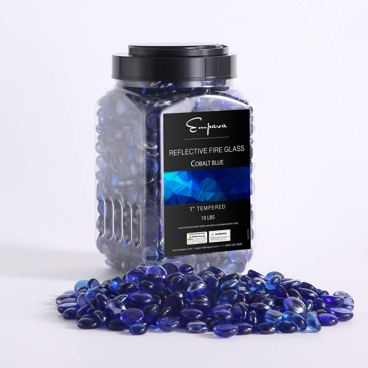 Empava Tempered Fire Glass Beads in Cobalt Blue (EMPV-FG90)