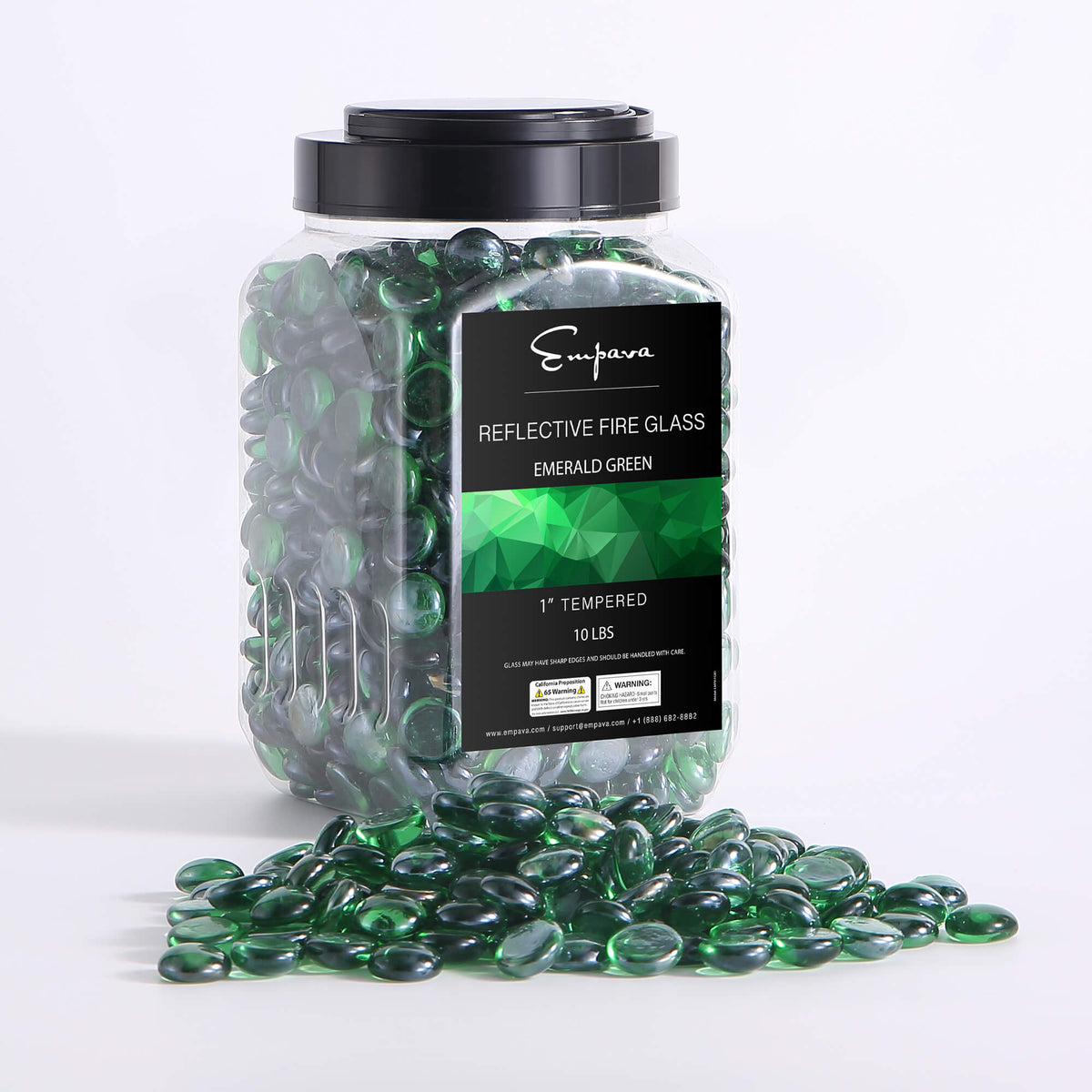 Empava Tempered Fire Glass Beads in Green (EMPV-FG91)