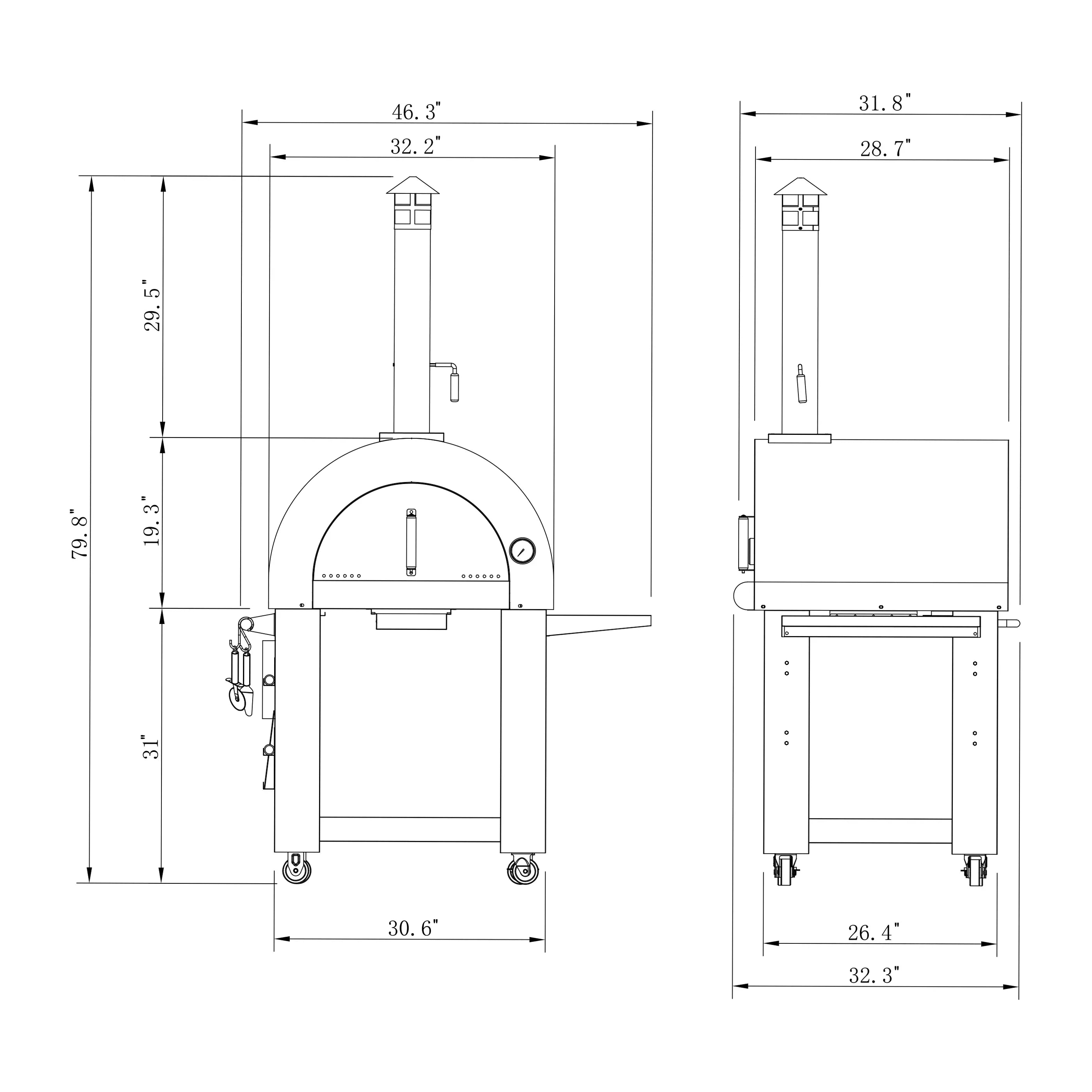 Empava Outdoor Wood Fired Pizza Oven With Side Table in Stainless Steel (EMPV-PG05)