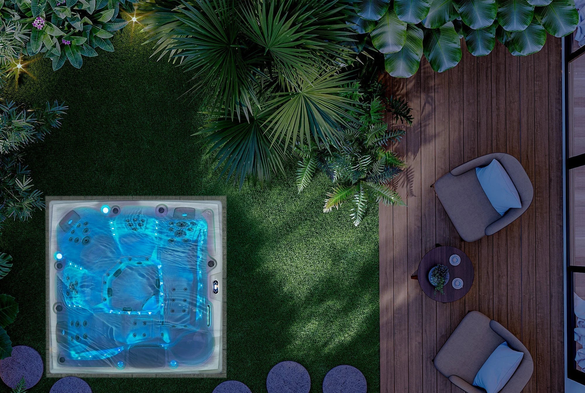 Empava Luxury Freestanding 6-Person Square Outdoor Hot Tub (EMPV-SPA3550)