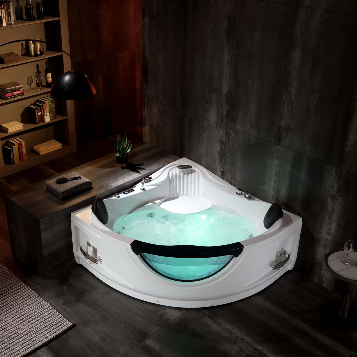 Empava 59-Inch Whirlpool LED Corner Bathtub (EMPV-59JT319LED)