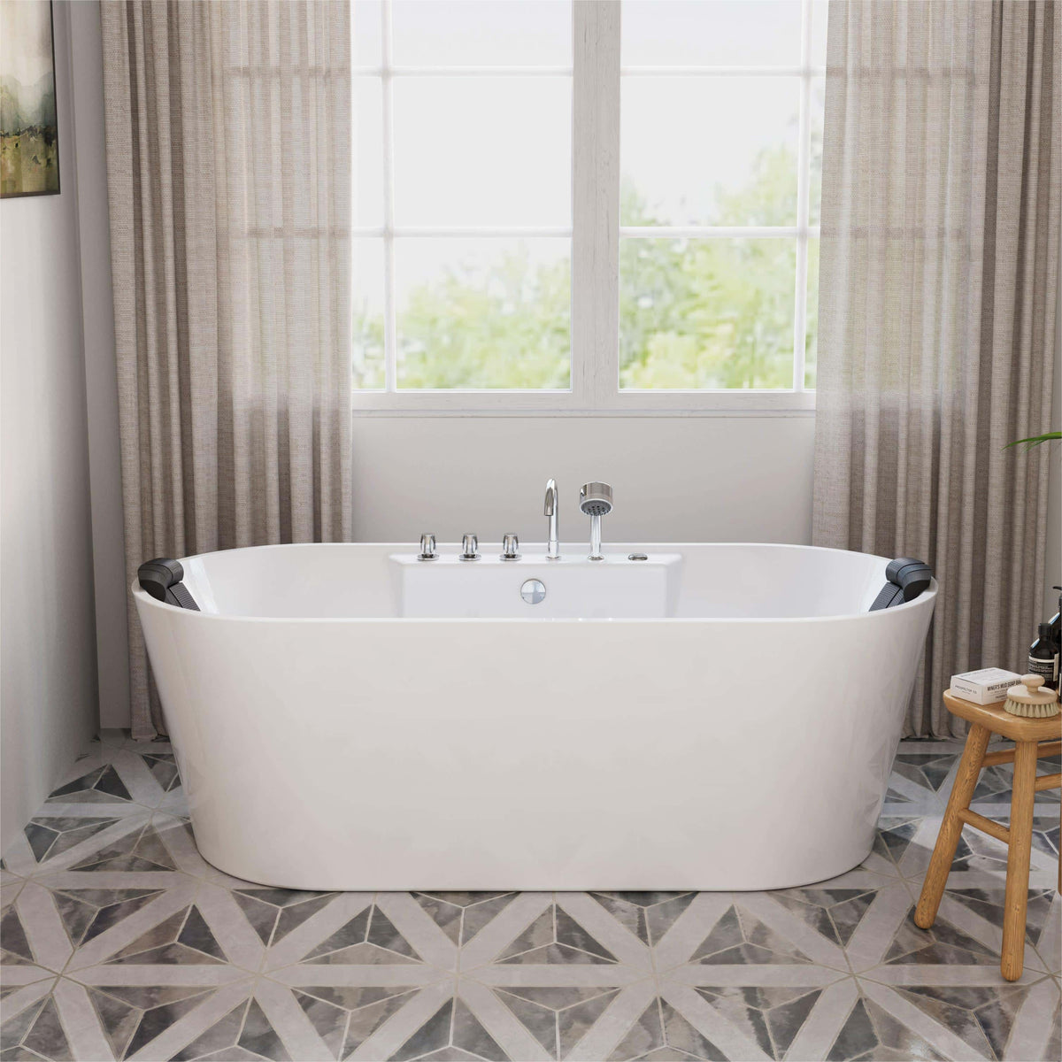 Empava 67-Inch Whirlpool Acrylic Freestanding Bathtub (EMPV-67AIS01)