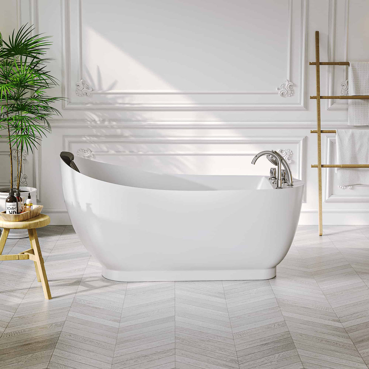 Empava 67-Inch Whirlpool Freestanding Acrylic Bathtub (EMPV-67AIS05)