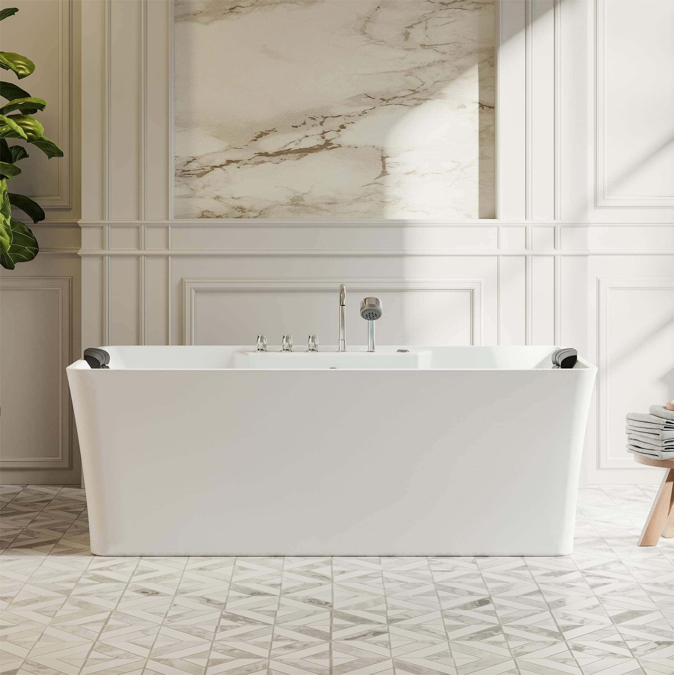 Empava 67-Inch Whirlpool Freestanding Acrylic Bathtub (EMPV-67AIS16)