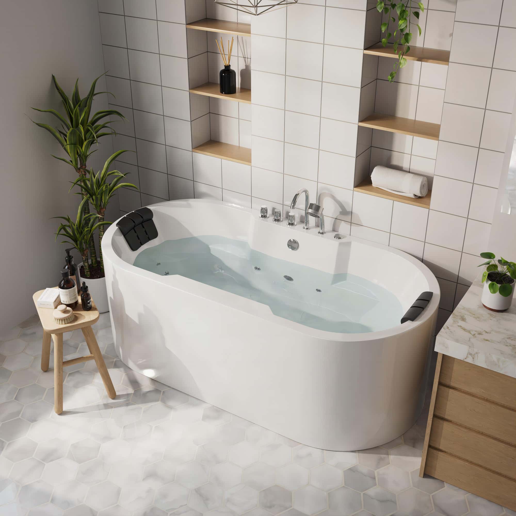 Empava 67-Inch Whirlpool Acrylic Freestanding Bathtub (EMPV-67AIS17)