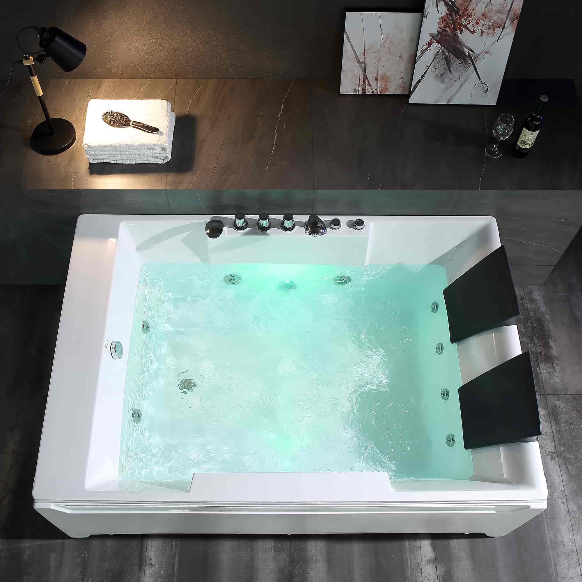 Empava 72-Inch Whirlpool Rectangular Bathtub (EMPV-72JT367LED)