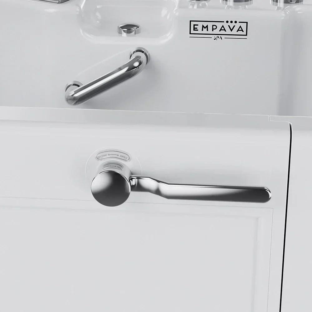 Empava 54-Inch Alcove Inline Heater Whirlpool Walk-in Tub 2.0 Upgraded with Right Drain (EMPV-54WIT08)