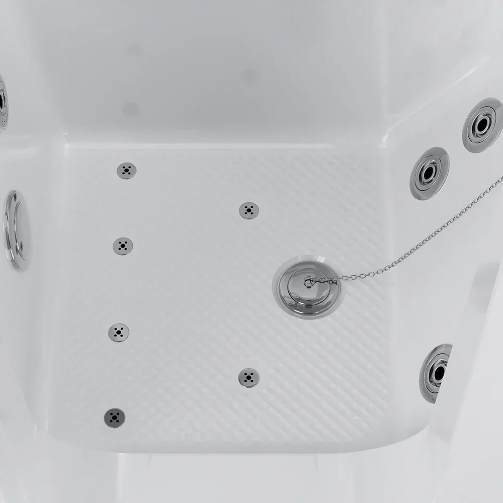 Empava 54-Inch Alcove Inline Heater Whirlpool Walk-in Tub 2.0 Upgraded with Right Drain (EMPV-54WIT08)