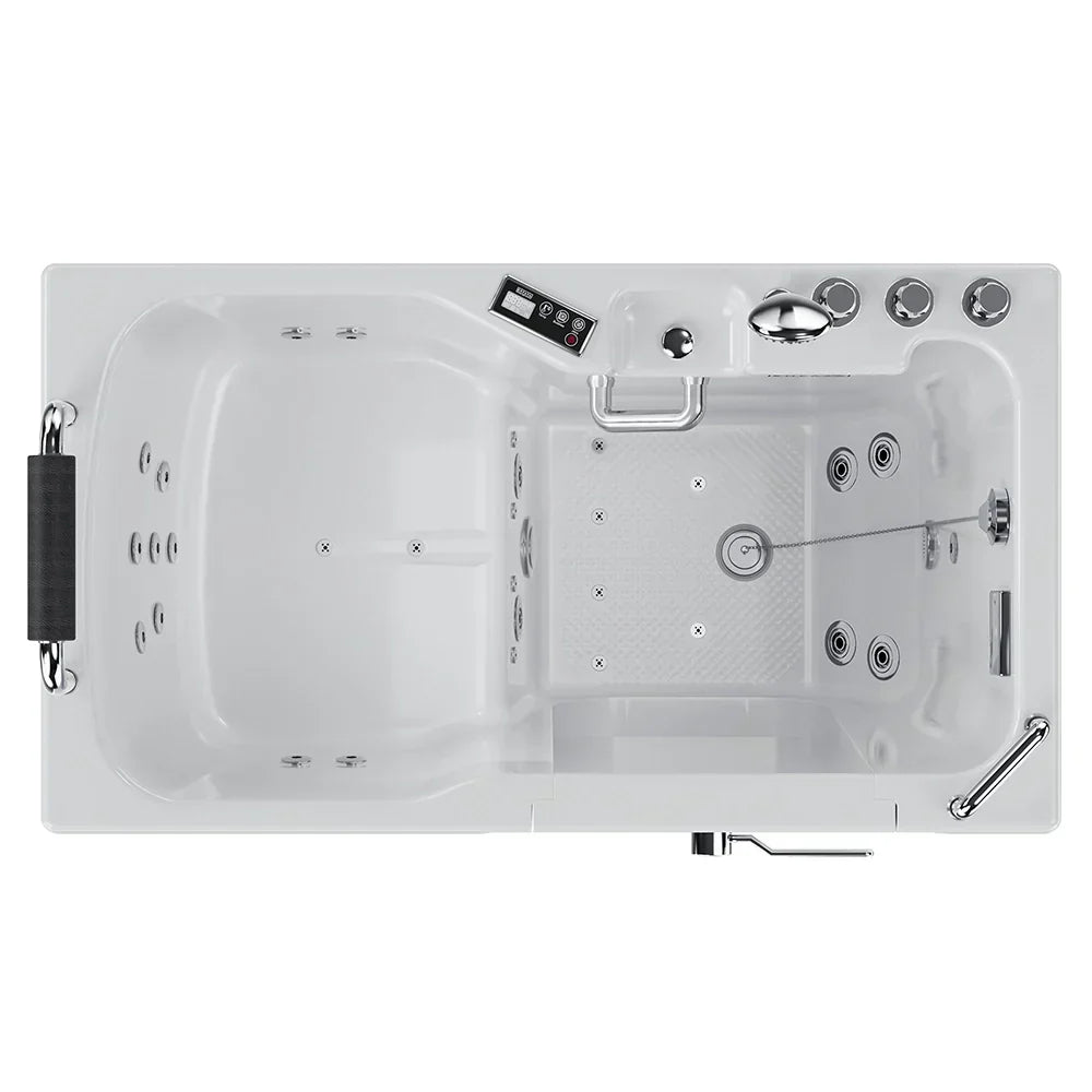 Empava 54-Inch Alcove Inline Heater Whirlpool Walk-in Tub 2.0 Upgraded with Right Drain (EMPV-54WIT08)