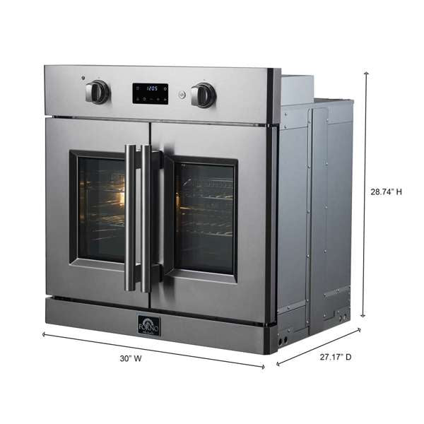 FORNO Asti 30-Inch French Door Electric Wall Oven, 3.58 Cu. Ft., Air Fry, Self-Clean, Sous Vide (Model FBOEL1333-30)