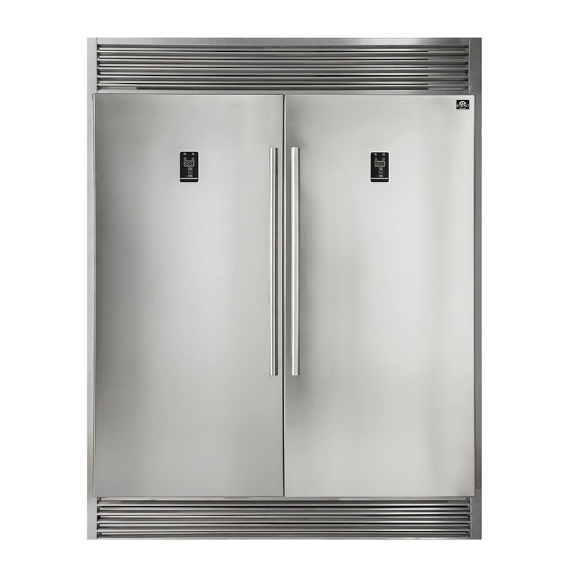 FORNO Appliance Package - 48" Gas Burner, Electric Oven Range, Range Hood, 60" Refrigerator, AP-FFSGS6156-48-15