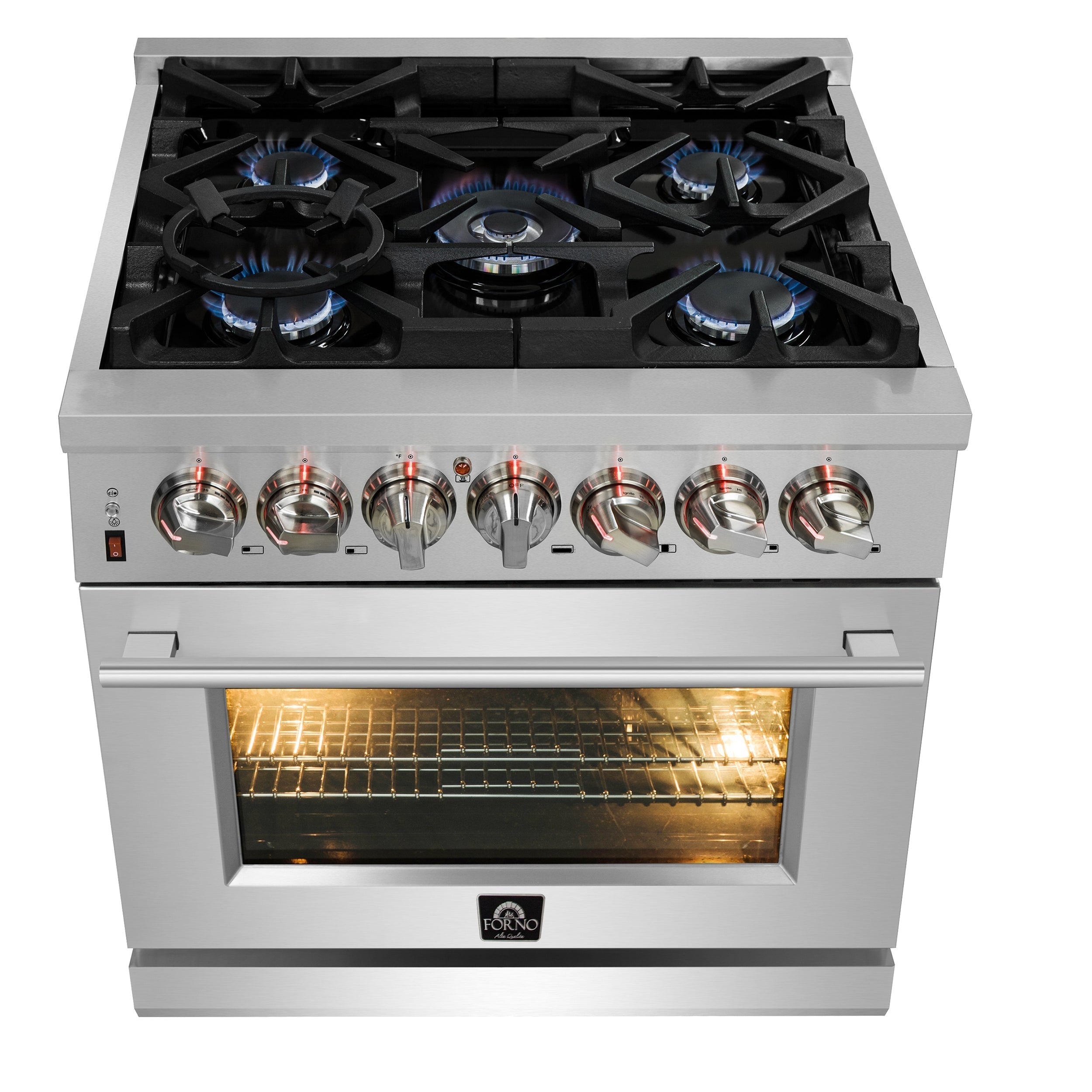 FORNO Appliance Package - 30" Dual Fuel Range, 30" Range Hood, AP-FFSGS6125-30-W