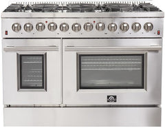 FORNO Appliance Package - 48 Inch Dual Fuel Range, Wall Mount Range Hood, 60 Inch Refrigerator, FBDL-017-02US