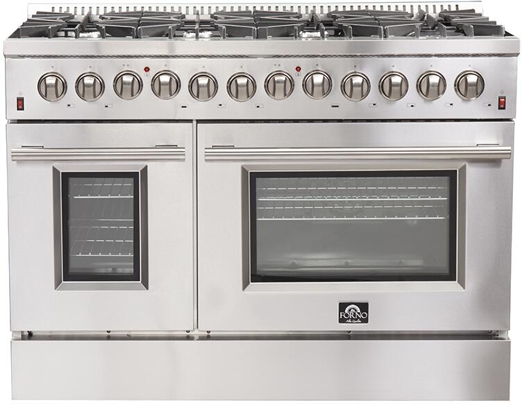FORNO Appliance Package - 48" Gas Burner, Electric Oven Range, Range Hood, 36" Refrigerator, Dishwasher, AP-FFSGS6156-48-21