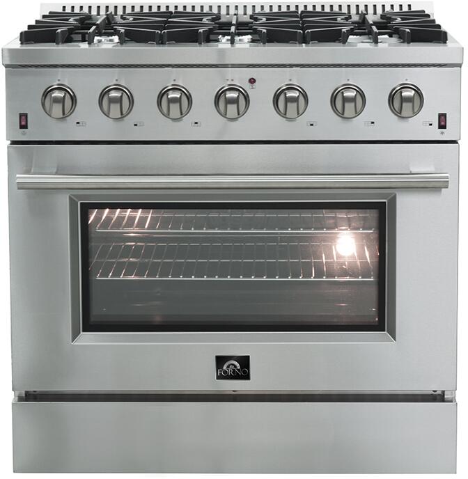 FORNO Appliance Package - 36 Inch Gas Range, Wall Mount Range Hood, Dishwasher, AP-FFSGS6244-36-W-2