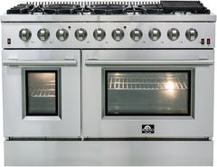 FORNO Appliance Package - 48" Gas Range, Range Hood, 36" Refrigerator, Dishwasher, AP-FFSGS6244-48-17