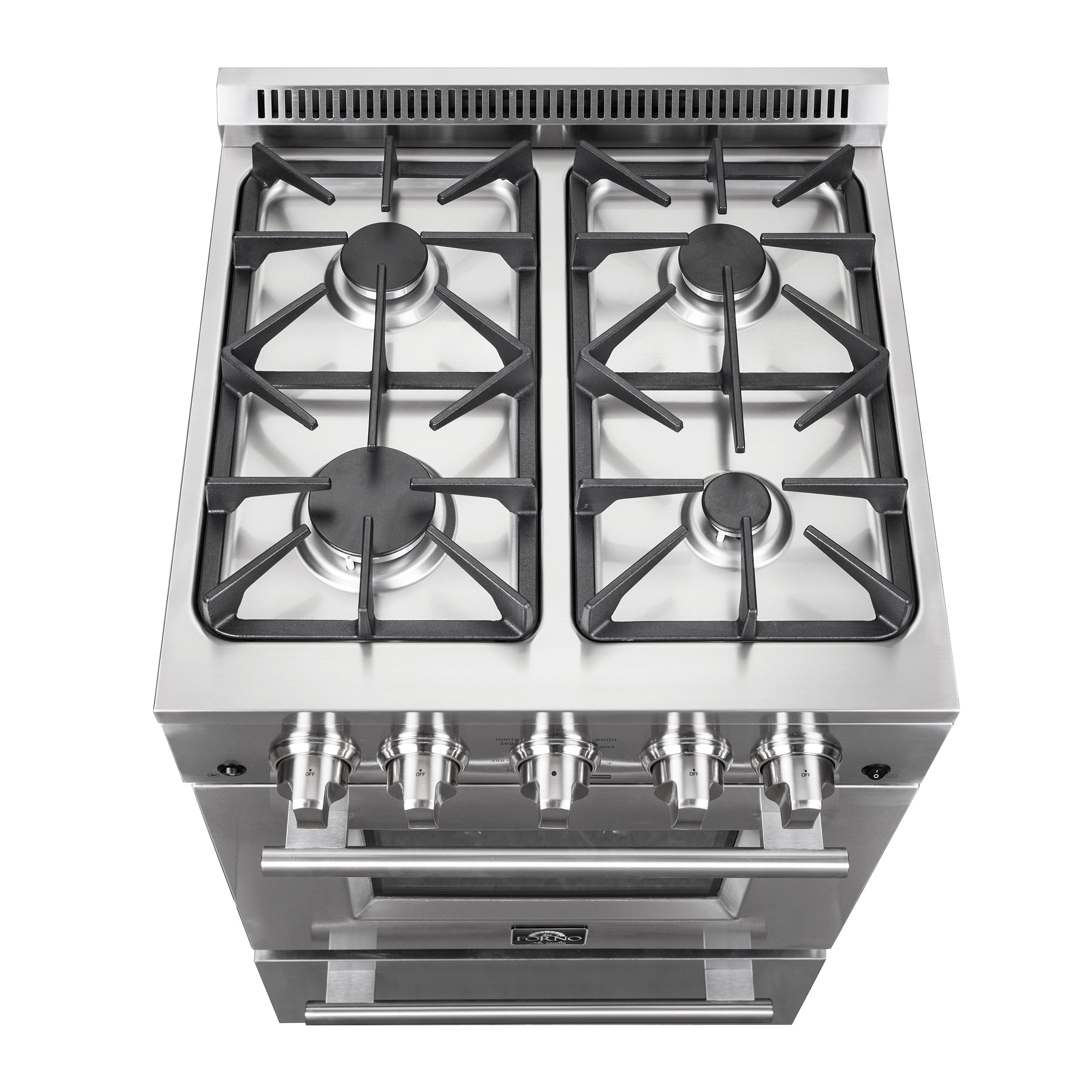 Forno Breno 24 in. Freestanding Gas Range, 2.3 cu. ft., 4 Sealed Burners, Storage Drawer, Stainless Steel (Model FFSGS6272-24)