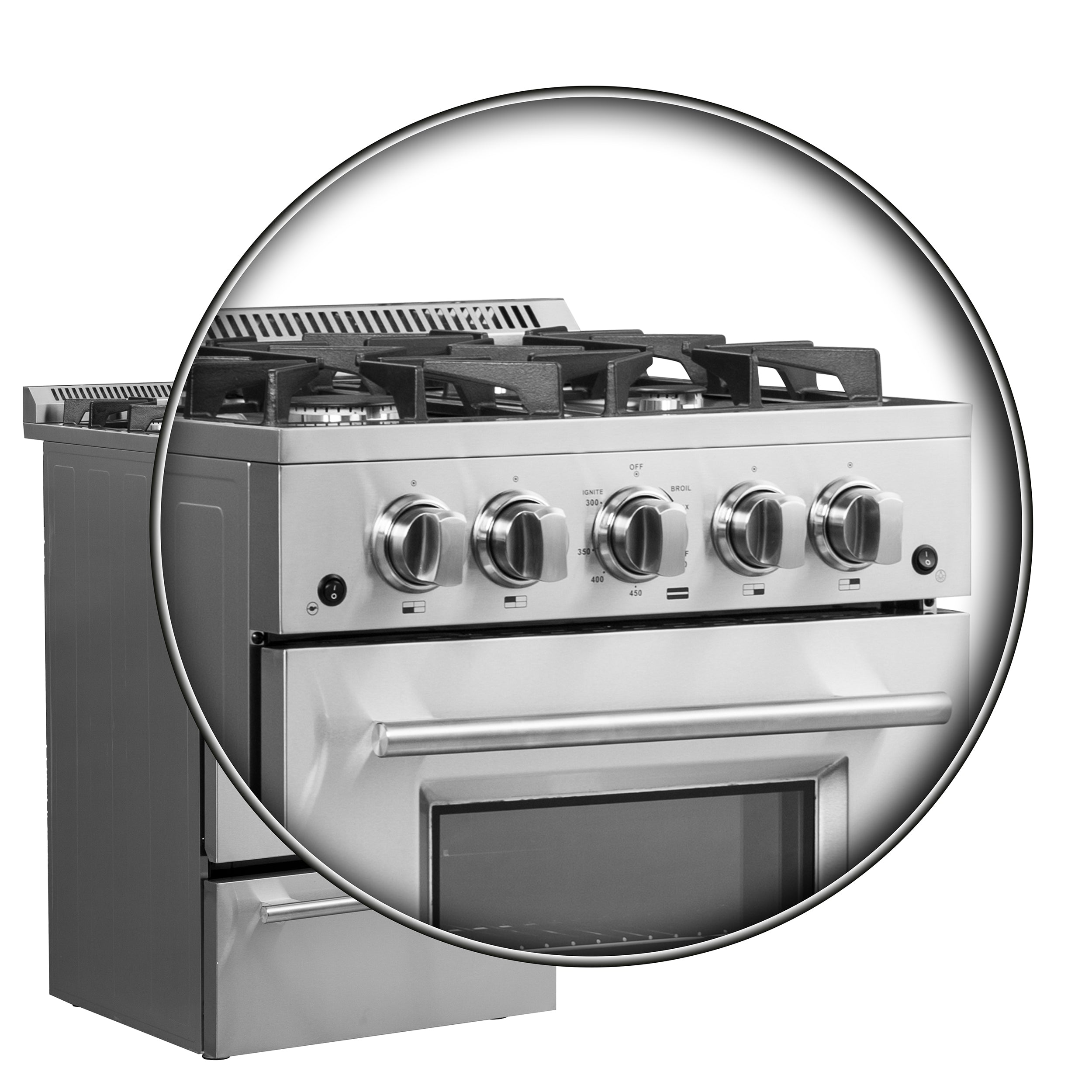 Forno Breno 24 in. Freestanding Gas Range, 2.3 cu. ft., 4 Sealed Burners, Storage Drawer, Stainless Steel (Model FFSGS6272-24)