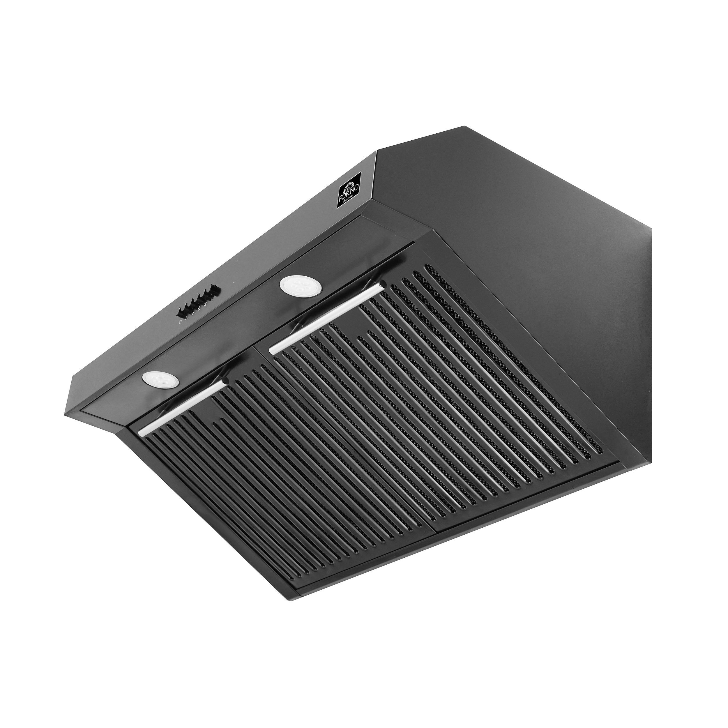 Forno Bari 30-Inch Under-Cabinet Range Hood, 400 CFM, Black with Stainless Steel Handles (FRHUC5255-30BLK)