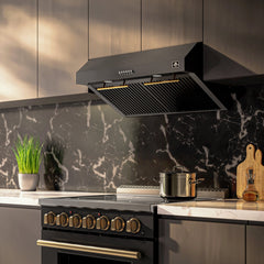 Forno Bari 30-Inch Under-Cabinet Range Hood, 400 CFM, Black with Stainless Steel Handles (FRHUC5255-30BLK)