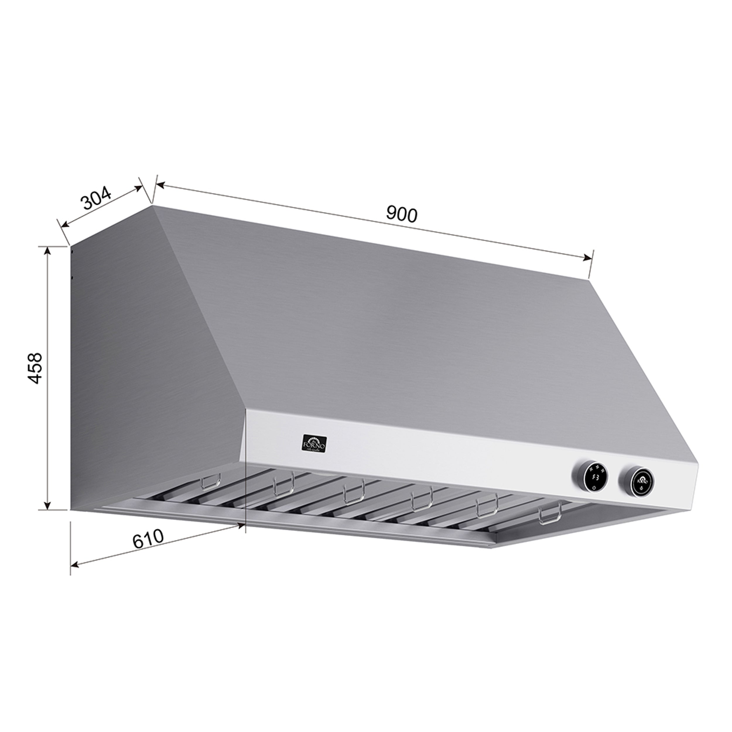 Forno Biagio 36-Inch Wall-Mount Range Hood, 600 CFM, Stainless Steel (Model FRHWM5009-36)