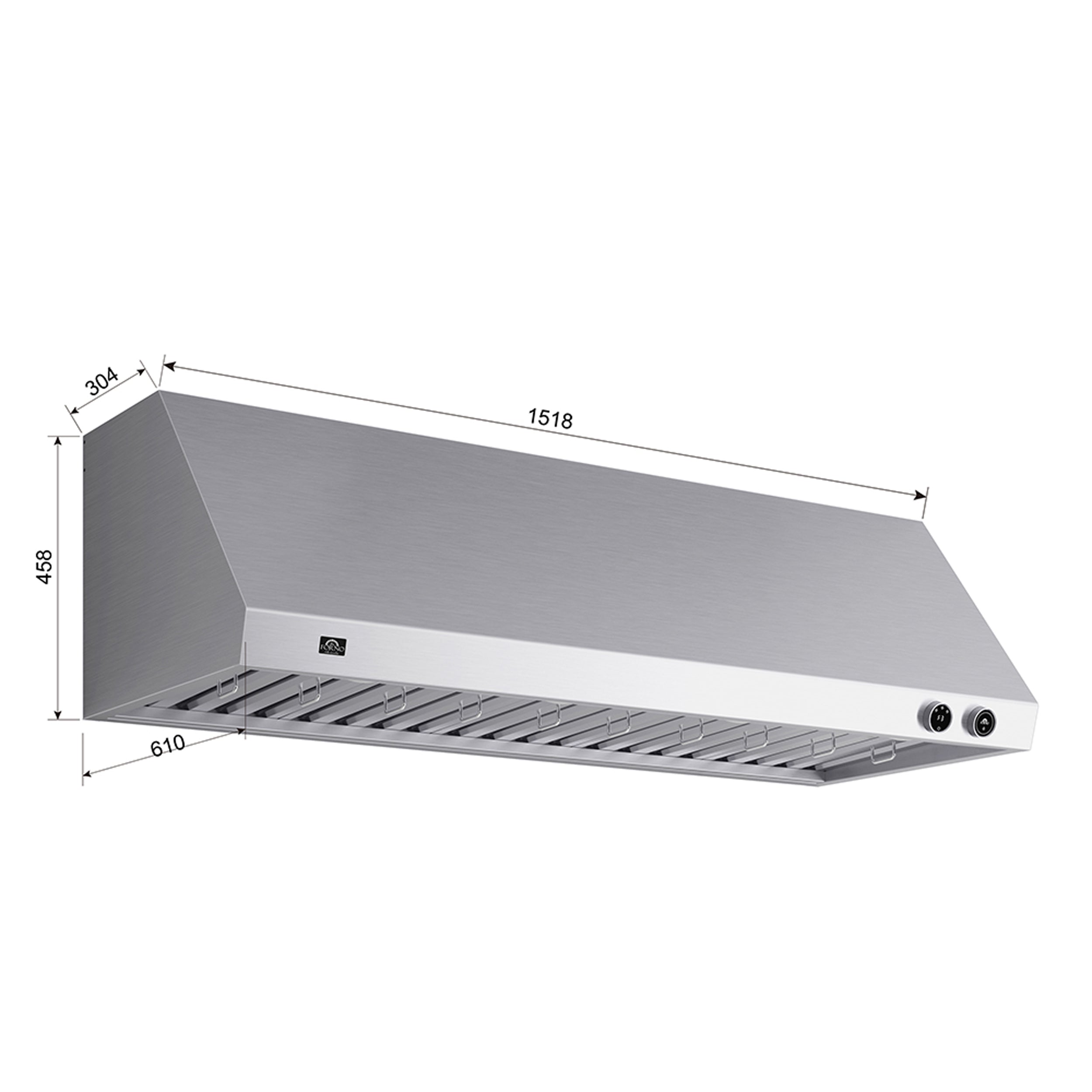 Forno Biagio 60 in. Wall-Mounted Range Hood, 1200 CFM, Stainless Steel (Model FRHWM5009-60)