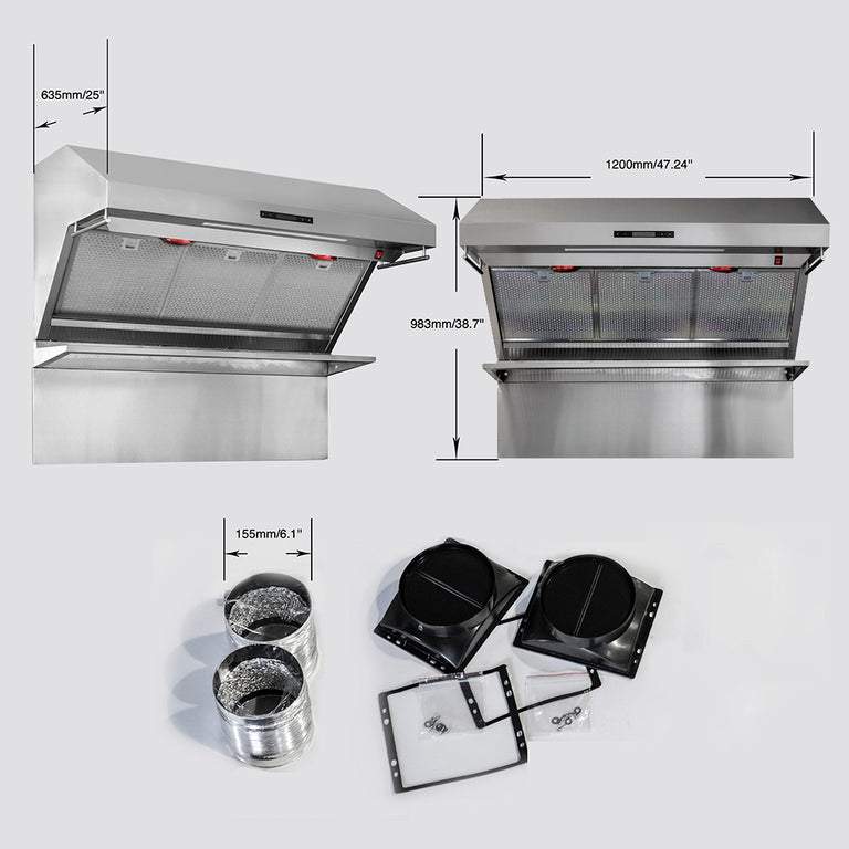 FORNO Appliance Package - 48" Gas Range, 48" Range Hood, 48" Refrigerator, AP-FFSGS6244-48-10