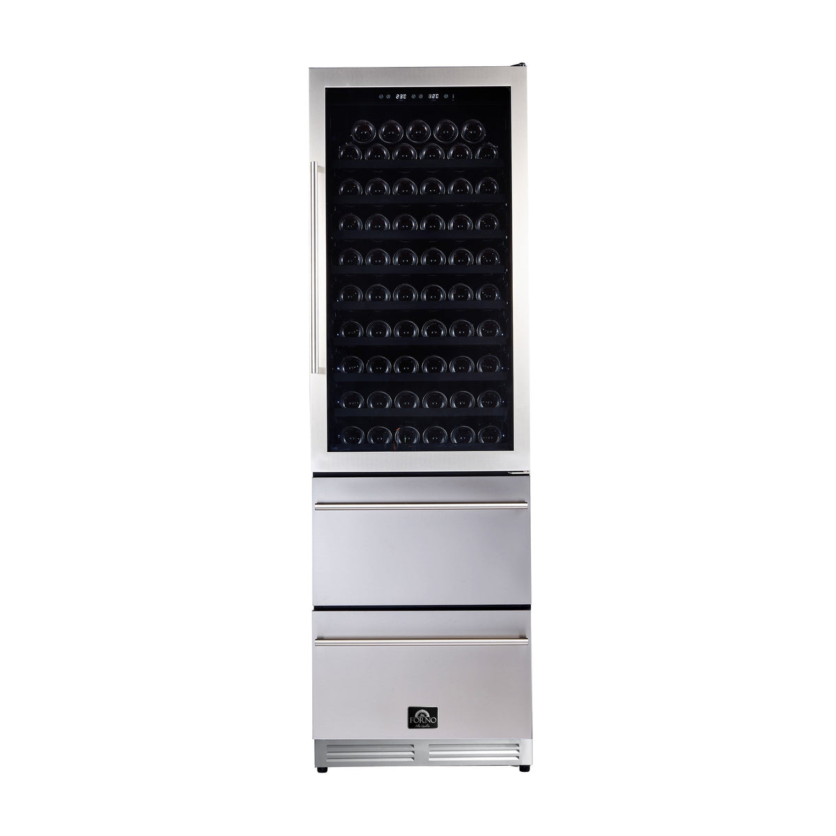 FORNO Azienda 24-Inch Built-In Wine Cooler, 108 Bottle Capacity, Triple Zone, Stainless Steel (FWCDR6628-24S)
