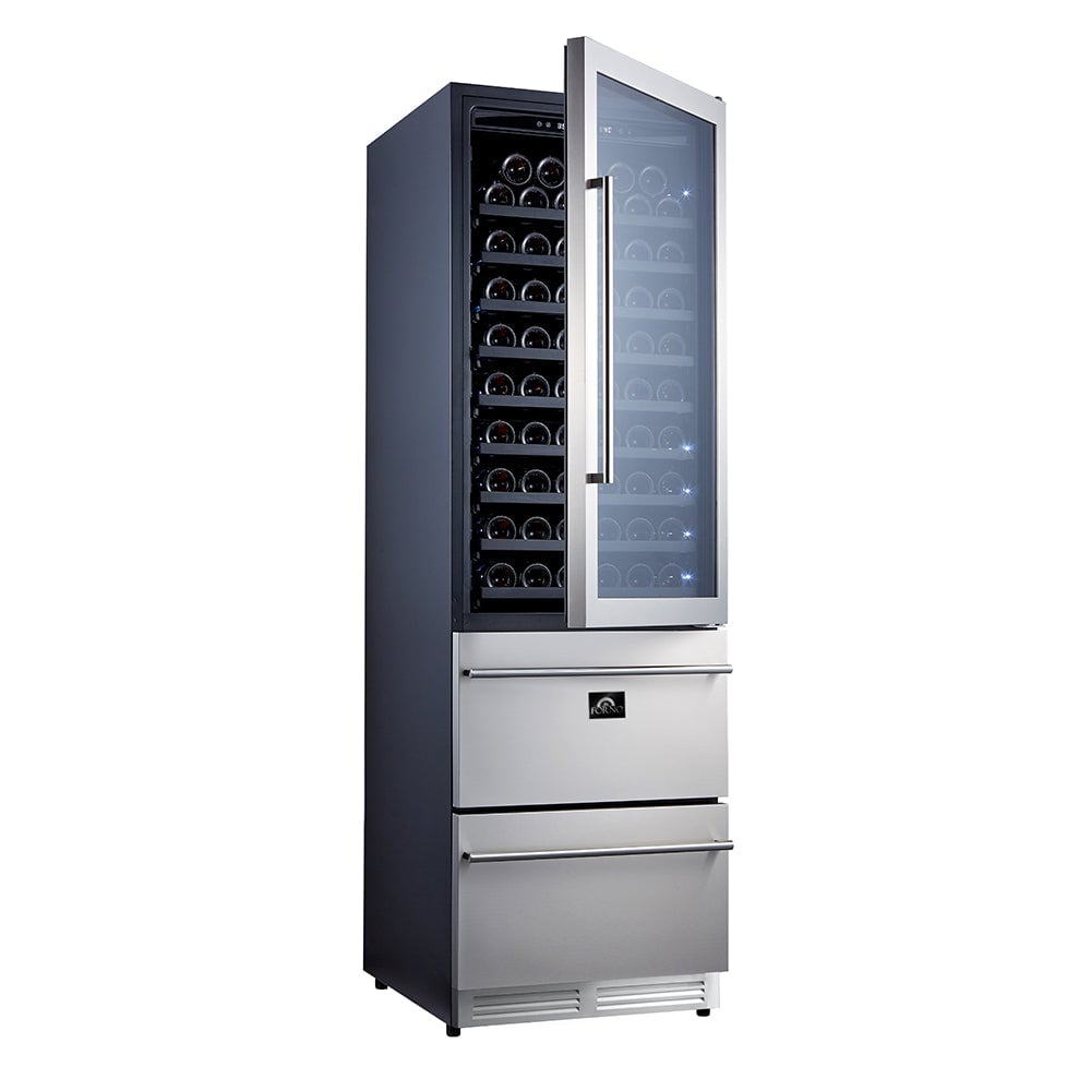 FORNO Appliance Package - 48" Gas Range, Range Hood, 60" Refrigerator, Dishwasher, Microwave Drawer, Wine Cooler, AP-FFSGS6239-48-9