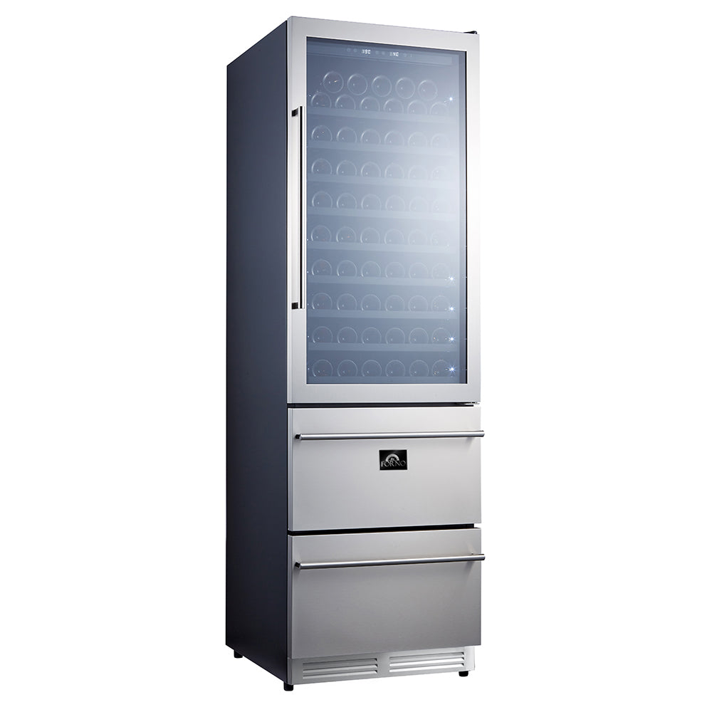 FORNO Appliance Package - 48" Gas Range, Range Hood, 36" Refrigerator, Dishwasher, Microwave Drawer, Wine Cooler, AP-FFSGS6239-48-5