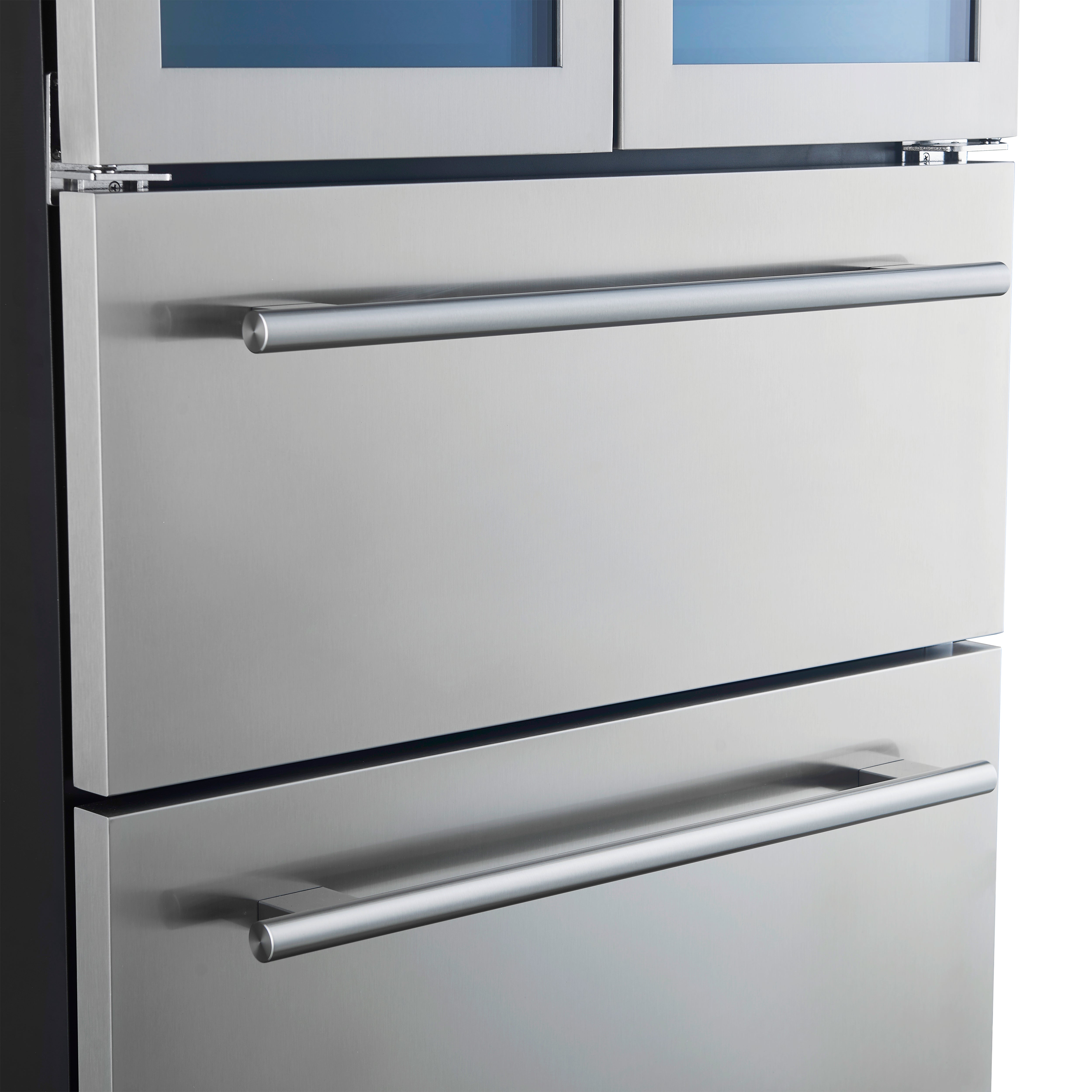 FORNO Campania 32-Inch Triple Zone French Door Wine Cooler with Dual Beverage Drawers, 120-Bottle Capacity (Model FWCDR6635-32S)