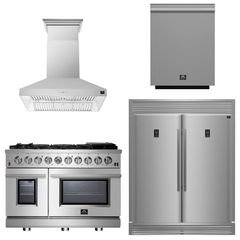 FORNO Appliance Package - 48" Gas Range, Range Hood, 60" Refrigerator, Dishwasher, AP-FFSGS6239-48-7