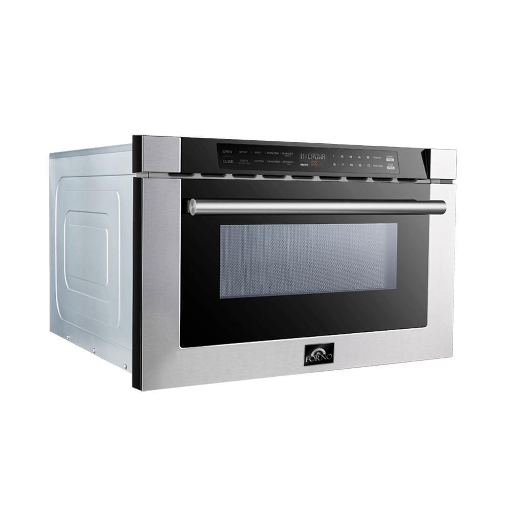 FORNO Appliance Package - 36 Inch Gas Range, Wall Mount Range Hood, Microwave Drawer, Dishwasher, AP-FFSGS6244-36-W-6