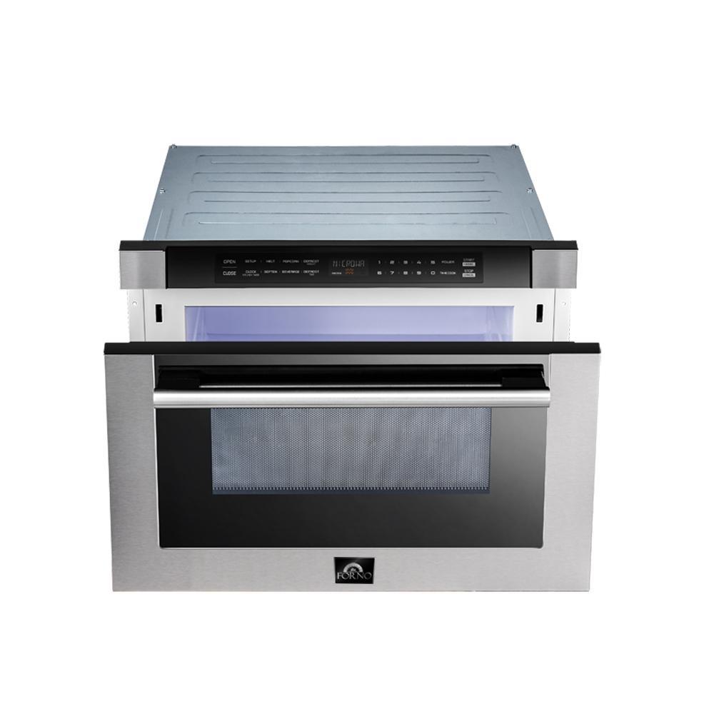 FORNO Appliance Package - 36 Inch Gas Burner/Electric Oven Pro Range, Wall Mount Range Hood, Microwave Drawer, Dishwasher, AP-FFSGS6187-36-W-6