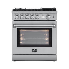 FORNO Appliance Package - 30" Gas Range, 30" Range Hood, 60" Refrigerator, Dishwasher, Microwave Drawer, Wine Cooler, AP-FFSGS6276-30-W-9