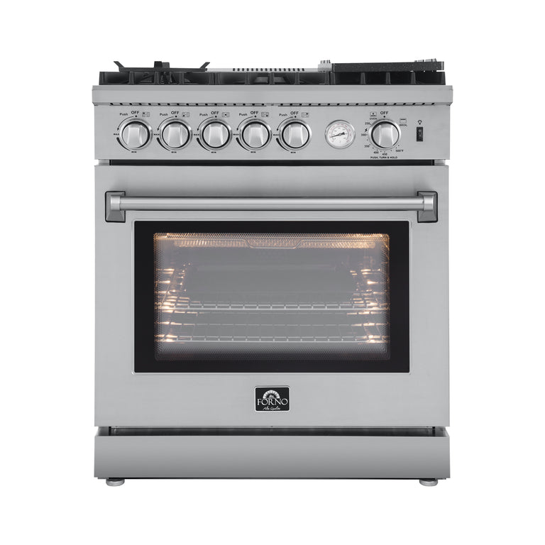 FORNO Appliance Package - 30" Gas Range, Dishwasher, 60" Refrigerator, AP-FFSGS6276-30-W-5