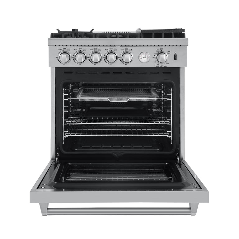 FORNO Appliance Package - 30" Gas Range, 30" Range Hood, AP-FFSGS6276-30-W