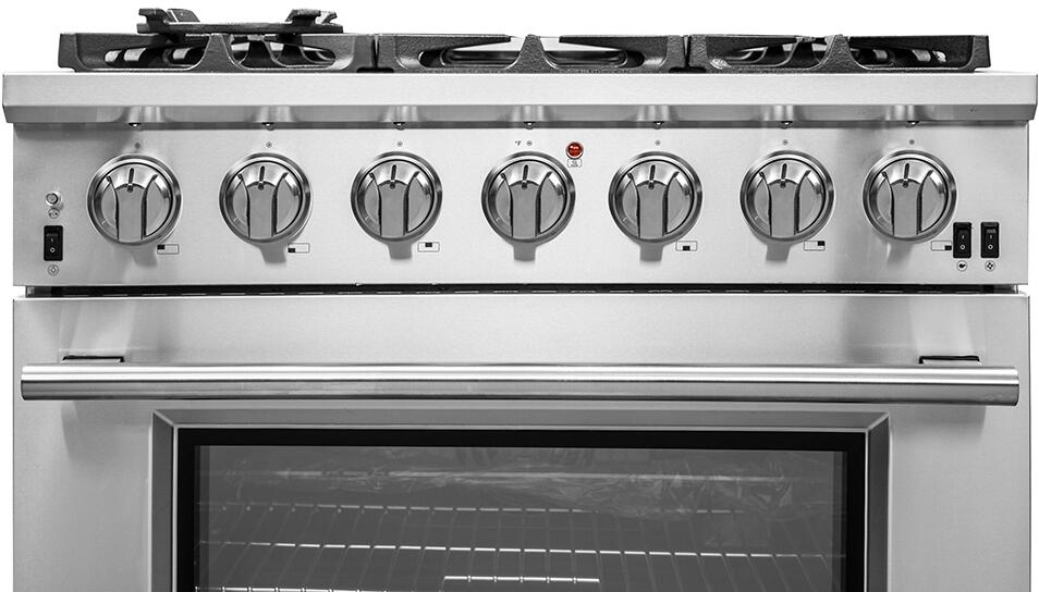 FORNO Appliance Package - 36 Inch Gas Burner/Electric Oven Pro Range, Wall Mount Range Hood, AP-FFSGS6187-36-W