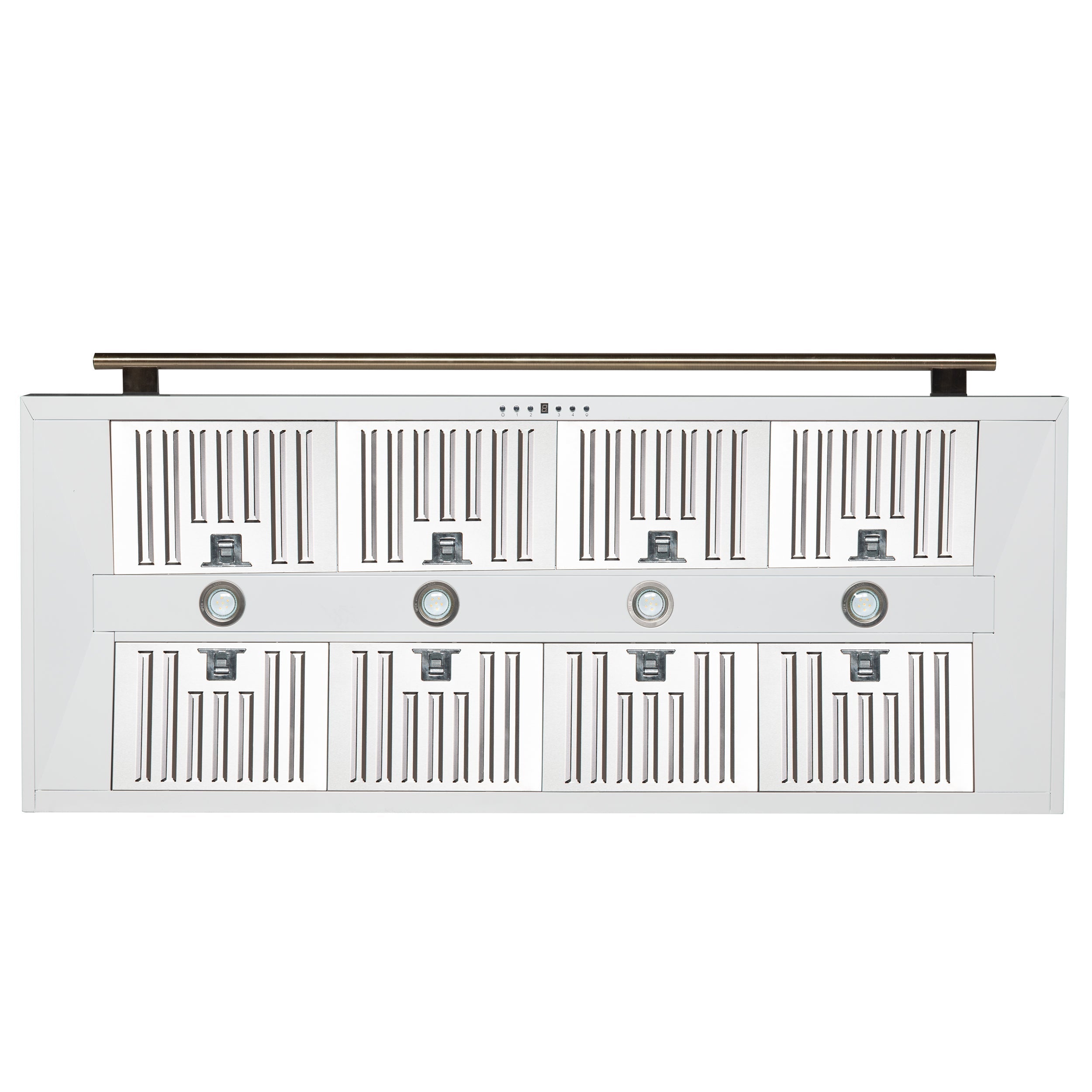 Forno Aria 60-Inch Wall-Mount Range Hood, 1200 CFM, Convertible Venting, White with Antique Brass Accents (FRHWM5095-60WHT)