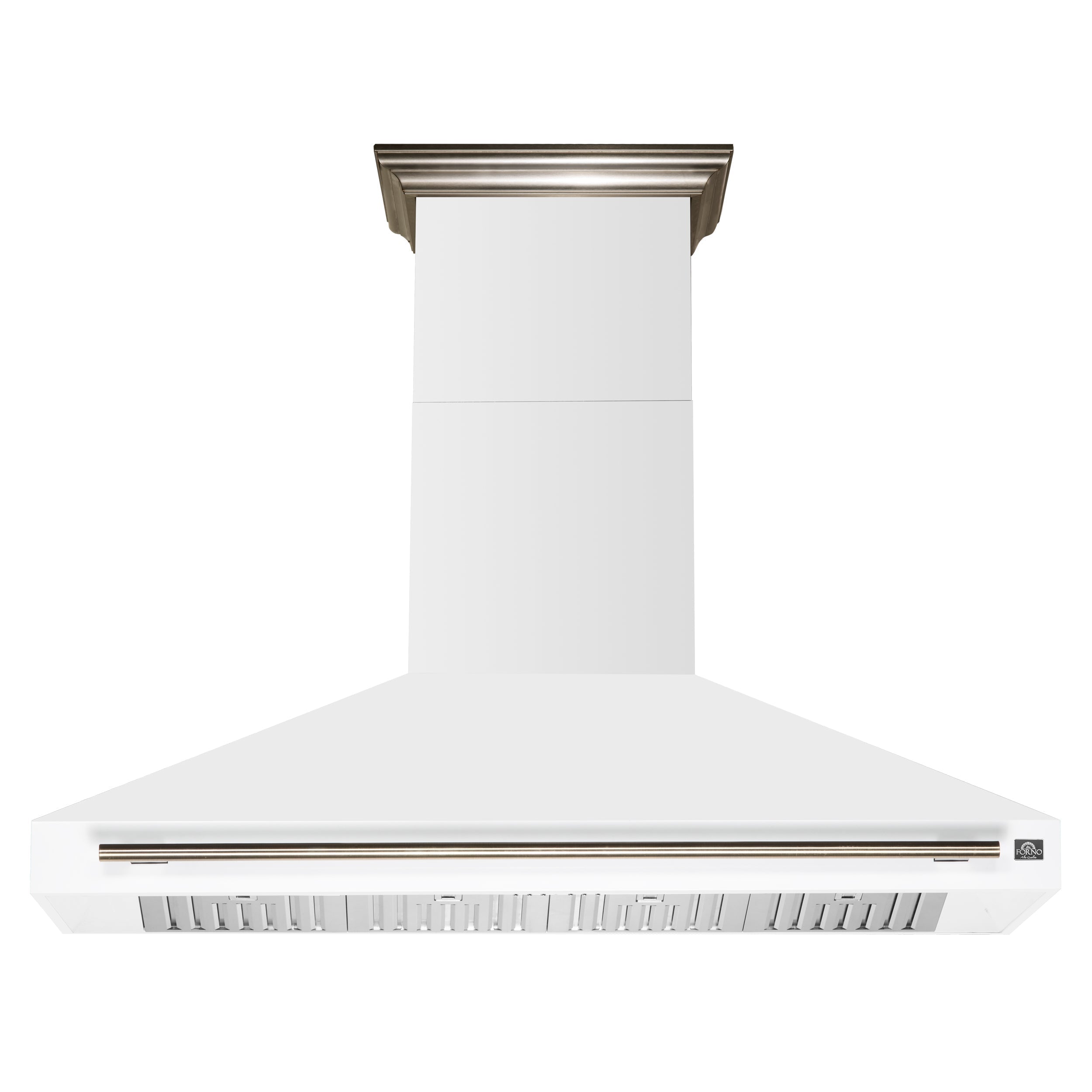 Forno Aria 60-Inch Wall-Mount Range Hood, 1200 CFM, Convertible Venting, White with Antique Brass Accents (FRHWM5095-60WHT)