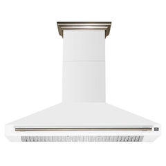 Forno Aria 60-Inch Wall-Mount Range Hood, 1200 CFM, Convertible Venting, White with Antique Brass Accents (FRHWM5095-60WHT)
