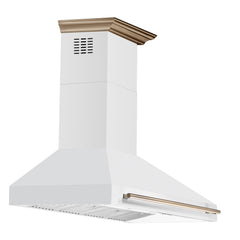 Forno Aria 60-Inch Wall-Mount Range Hood, 1200 CFM, Convertible Venting, White with Antique Brass Accents (FRHWM5095-60WHT)