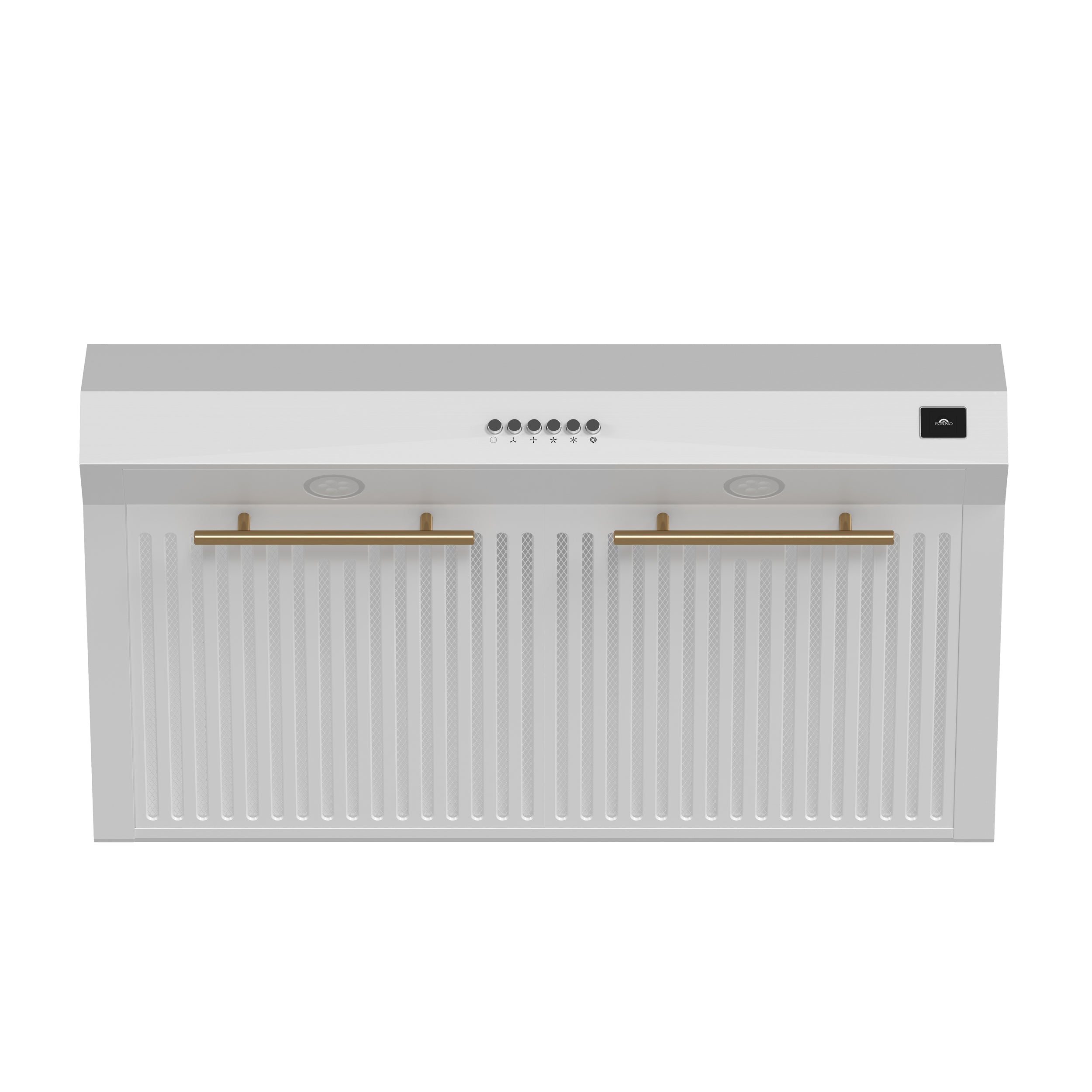 Forno Bari 30-Inch Under-Cabinet Range Hood, 400 CFM, White with Antique Brass Handles (Model FRHUC5255-30WHT)