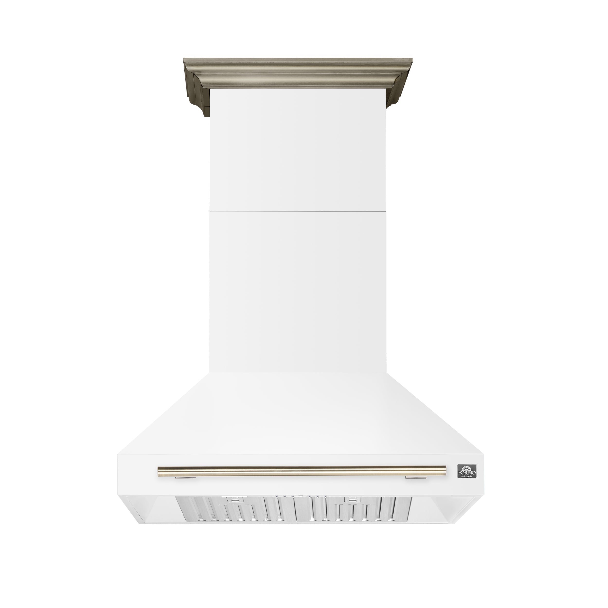 Forno Aria 36-Inch Wall-Mount Range Hood, 1200 CFM, White with Antique Brass Accents (Model FRHWM5095-36WHT)