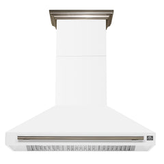 Forno Aria 48-Inch Wall-Mount Range Hood, 1200 CFM, White with Antique Brass Accents (Model FRHWM5095-48WHT)