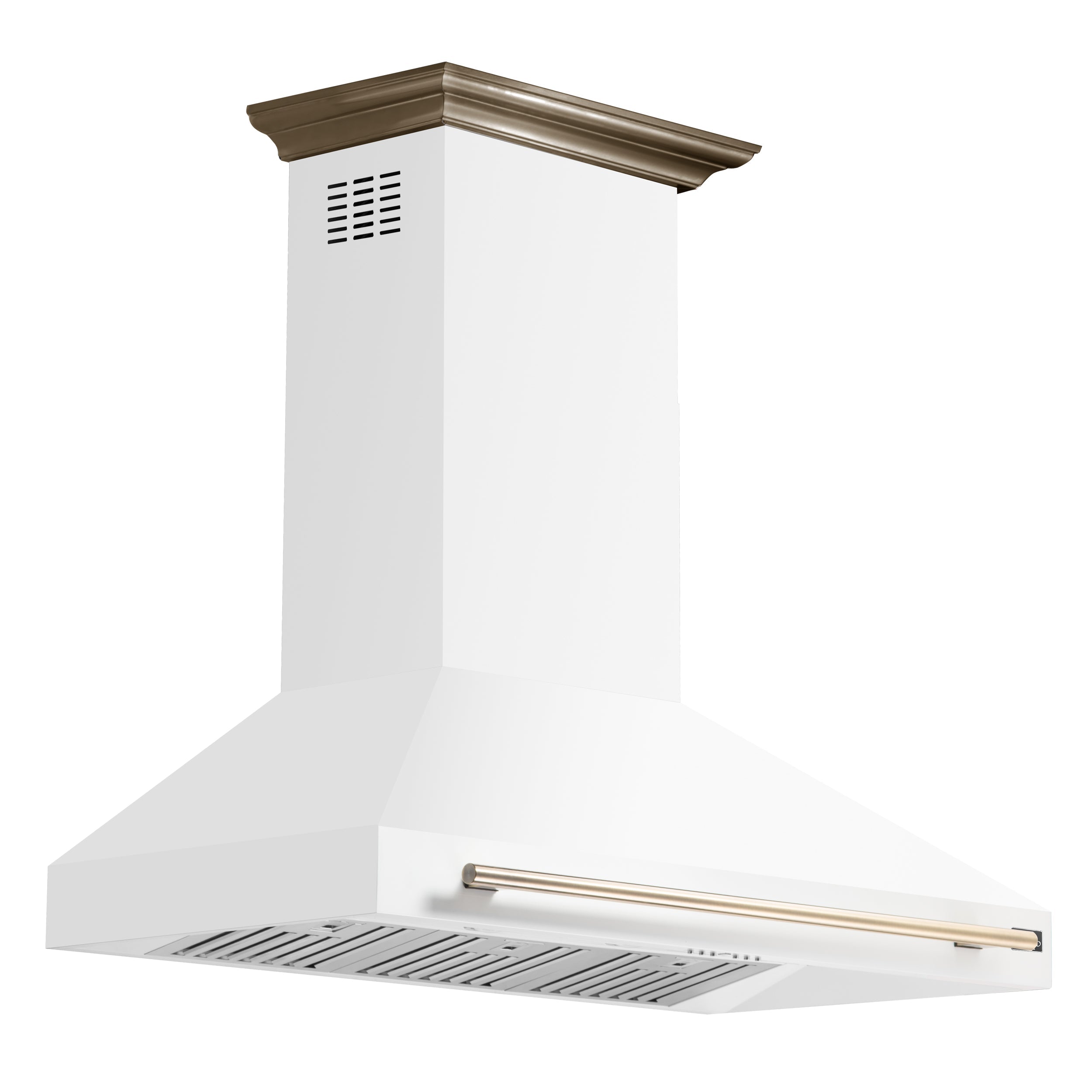 Forno Aria 48-Inch Wall-Mount Range Hood, 1200 CFM, White with Antique Brass Accents (Model FRHWM5095-48WHT)