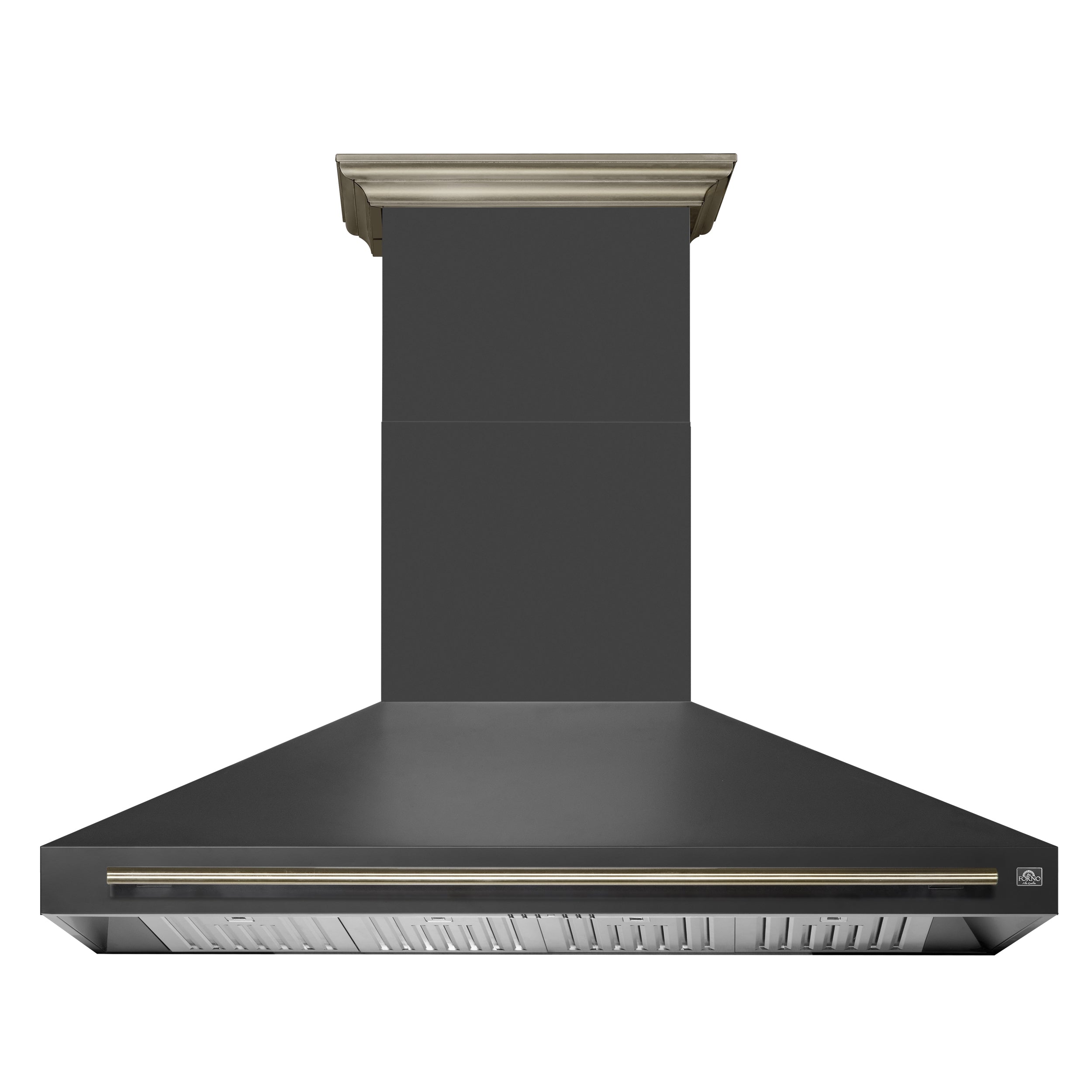 Forno Aria 60-Inch Wall-Mount Range Hood, 1200 CFM, Convertible Ducting, Black Finish with Brass Accents (Model FRHWM5095-60BLK)