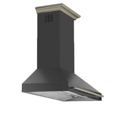 Forno Aria 60-Inch Wall-Mount Range Hood, 1200 CFM, Convertible Ducting, Black Finish with Brass Accents (Model FRHWM5095-60BLK)