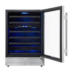 FORNO Bacchino 24-Inch Dual Zone Wine Cooler, 51-Bottle Capacity, Triple-Glass Door, Stainless Steel (FWCDR6634-24S)