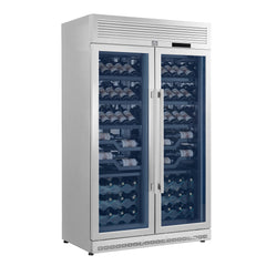 FORNO Abruzzo 48-Inch Dual Zone Wine Cooler, 24 cu.ft., 102-Bottle Capacity, Black Shelves with Green Acrylic Holders (FWCDR6610-48S)